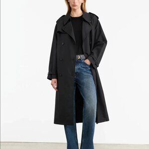 Vintage Degrees Black Long Trench Coat Women’s Size 8